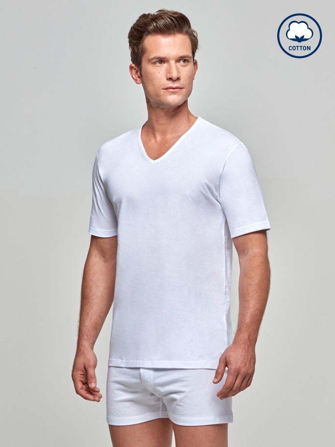 V-neck T-shirt Pure Cotton