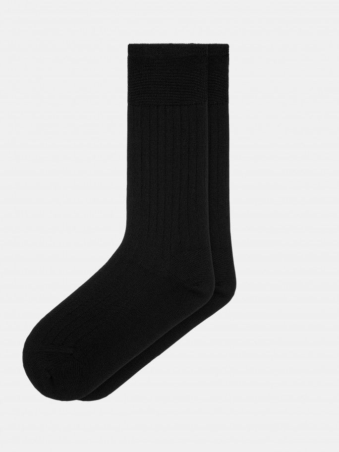 Mercerized Cotton Rib Socks