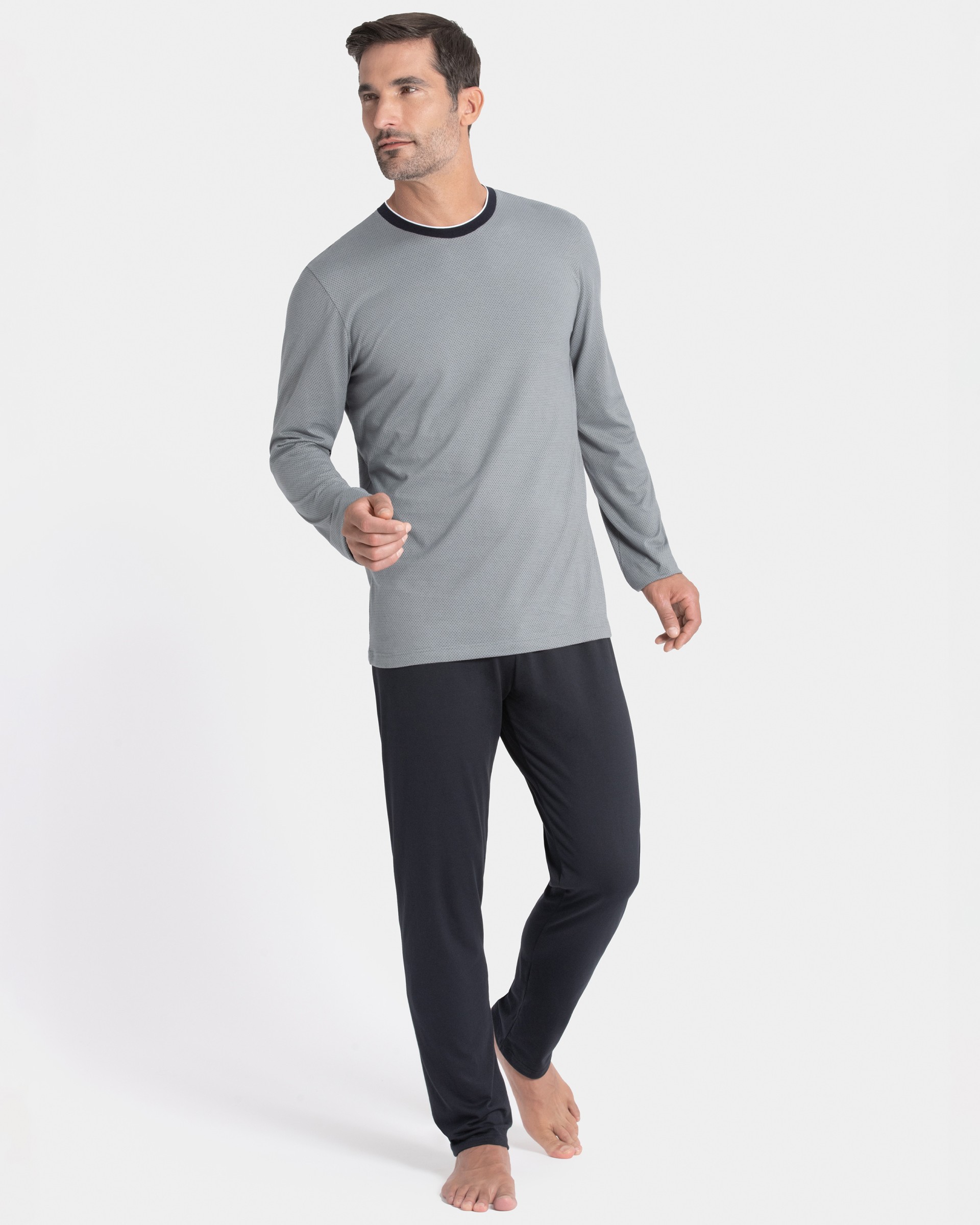 Langer Herren-Schlafanzug aus Baumwolle