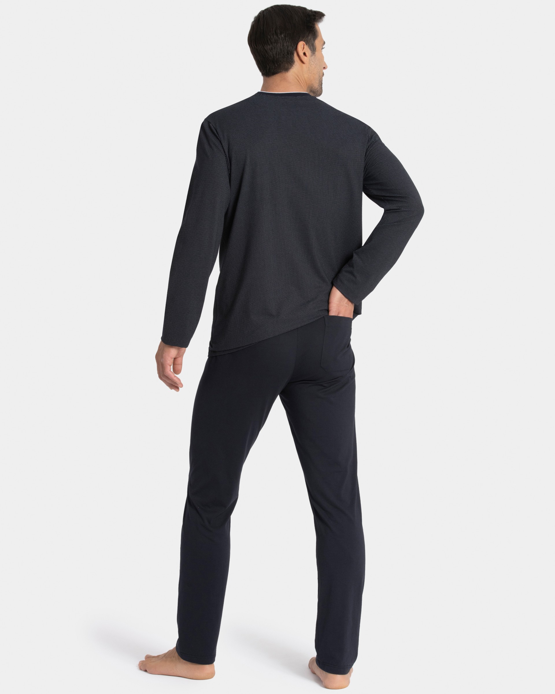 Langer Herren-Schlafanzug aus Baumwolle