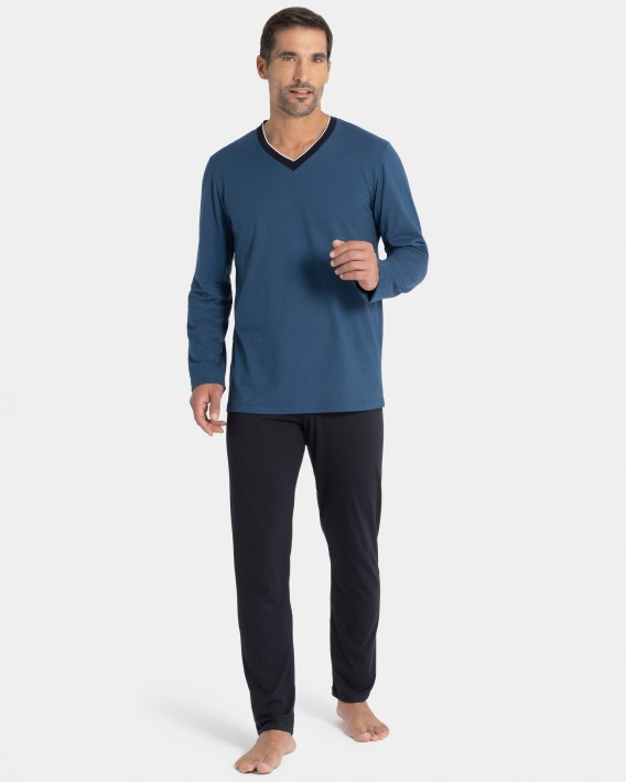 Pijama largo de hombre en Algodn