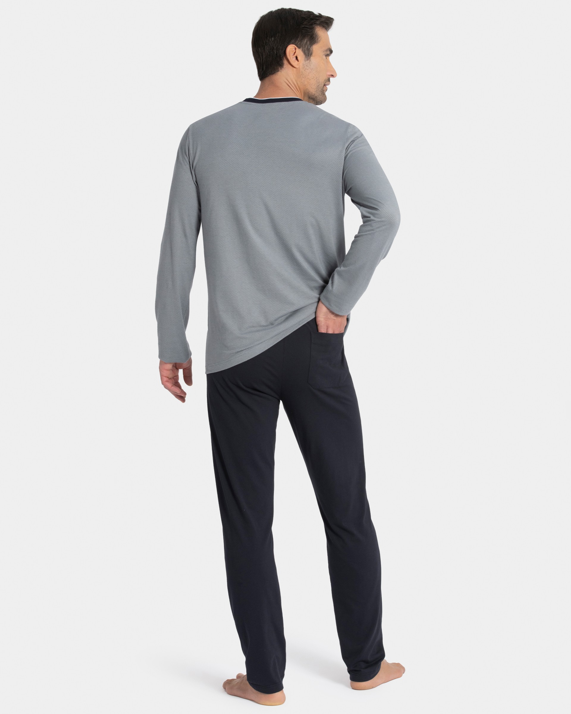 Langer Herren-Schlafanzug aus Baumwolle
