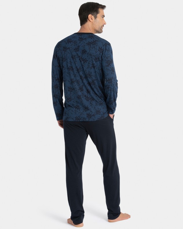 Printed man's long pyjama in Lyocell