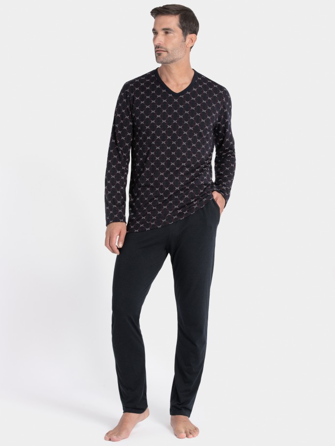 Printed man's pyjama in cotton Lyocell