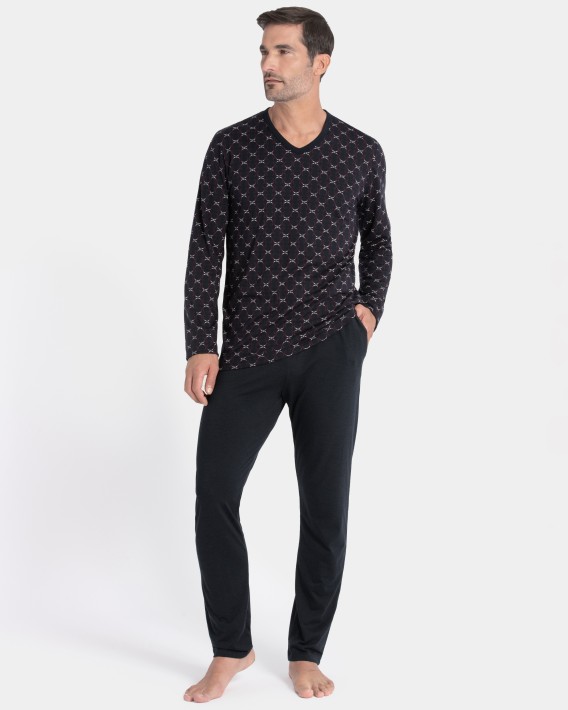 Printed man's pyjama in cotton Lyocell