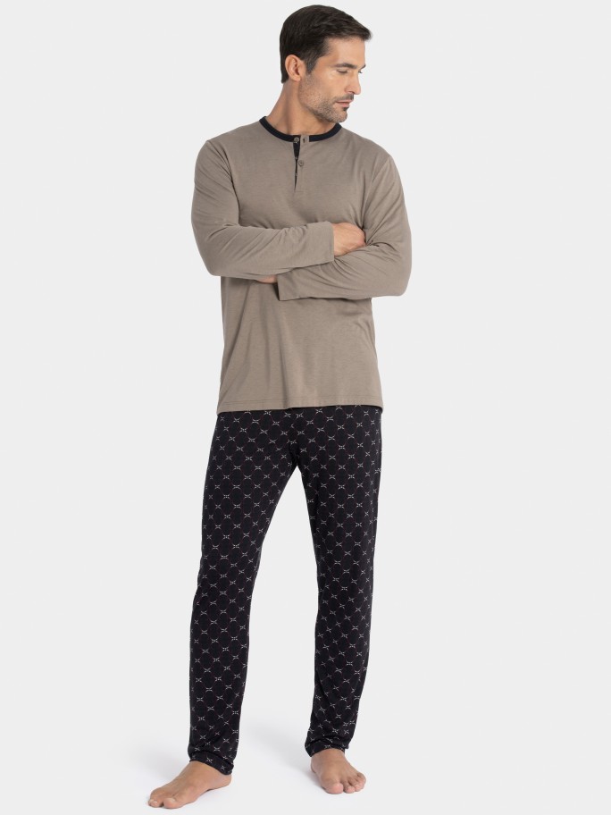 Printed man's pyjama in cotton Lyocell