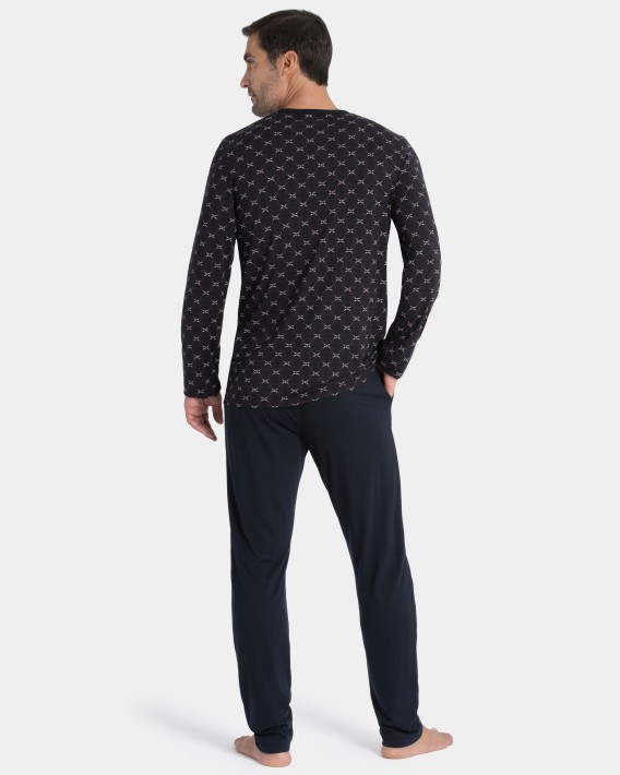 Printed man's pyjama in cotton Lyocell