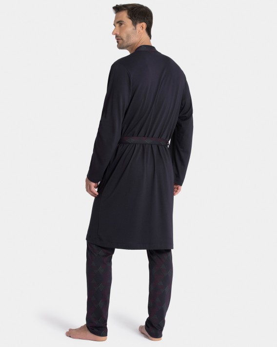 Man's printed dressing gown in cotton Modal