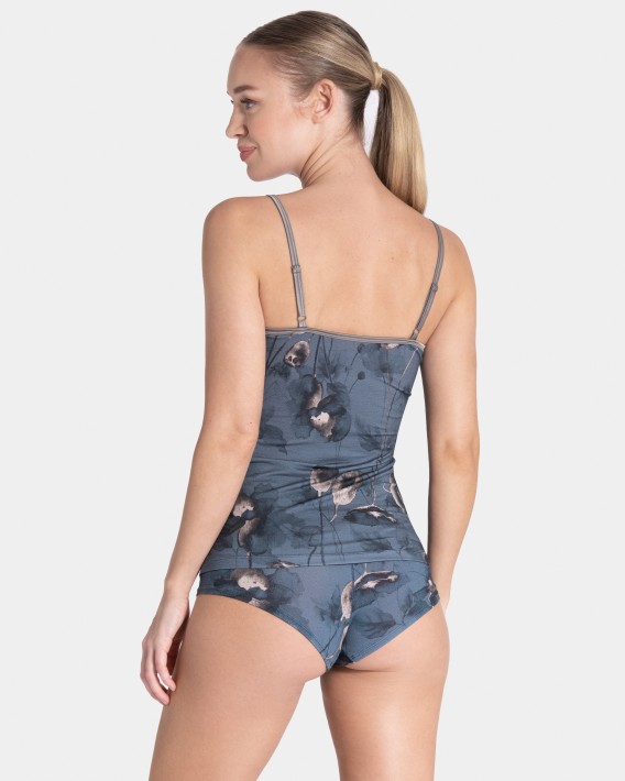 Top de alas em Modal com estampado floral
