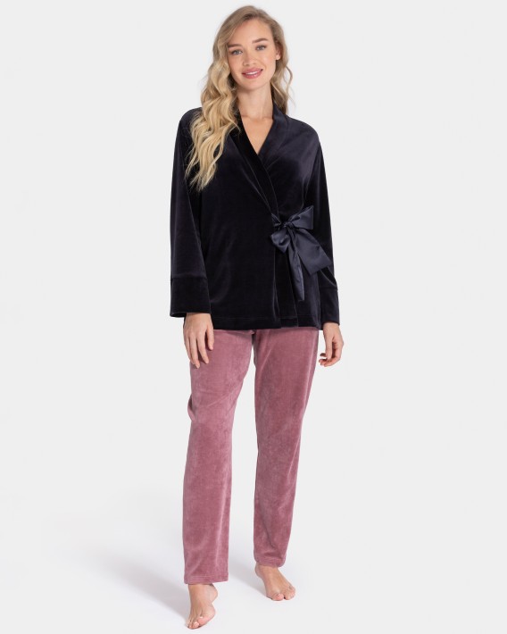 Robe em veludo com la�o