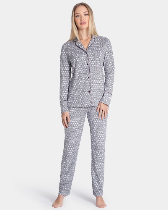 Printed woman's pyjama in Cotton Modal