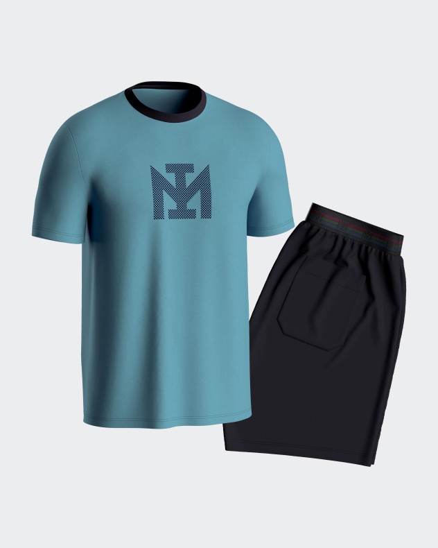 Kurzer Herren-Schlafanzug aus Baumwolle