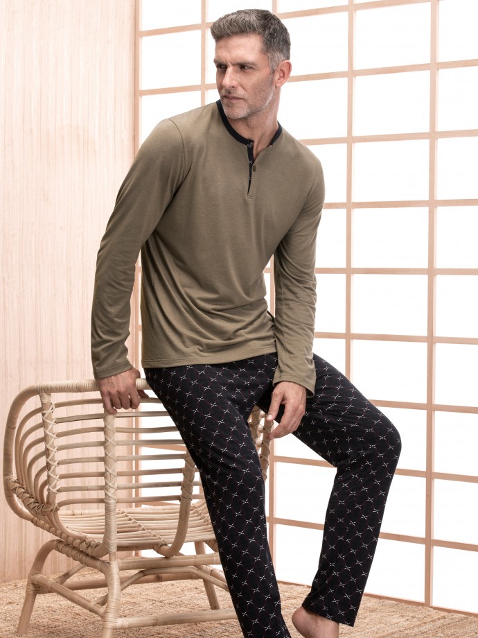 Printed man's pyjama in cotton Lyocell