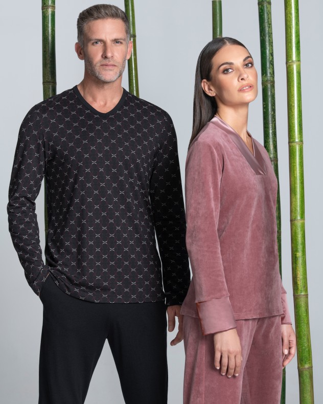Printed man's pyjama in cotton Lyocell