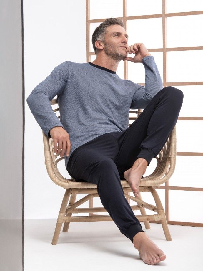 Man's thermal pyjama with cuffs in cotton