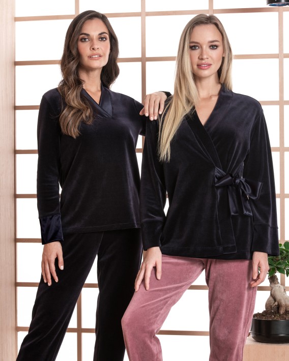 Robe em veludo com la�o