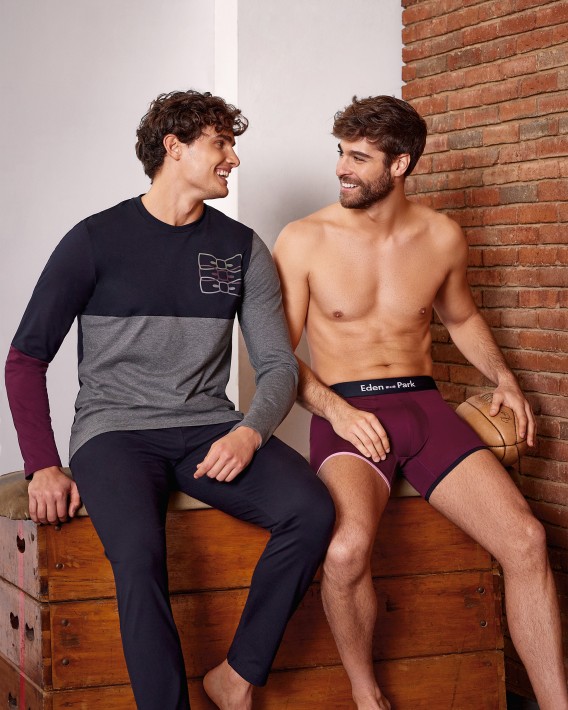 Pijama comprido de homem em Algodo