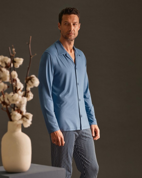 Pijama comprido de homem em algodo bio