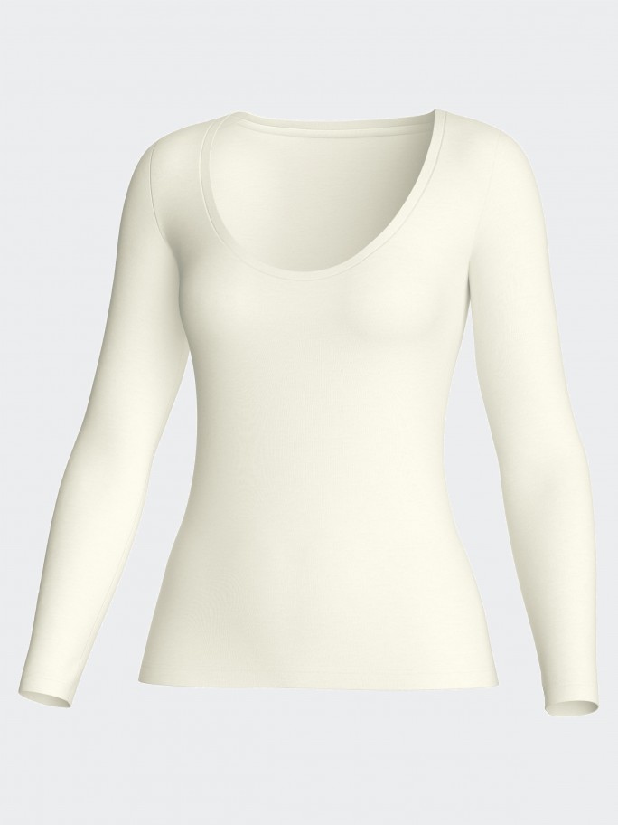 T-shirt long sleeves of woman in Wool Lyocell