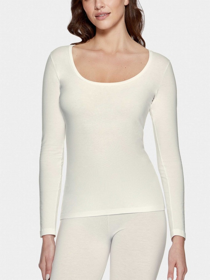 T-shirt long sleeves of woman in Wool Lyocell