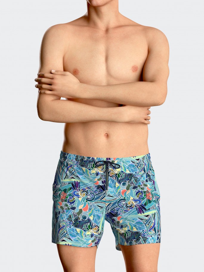 Badeshorts mit tropischem Print