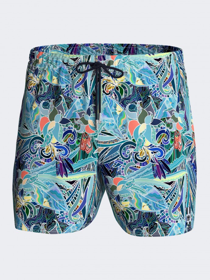 Badeshorts mit tropischem Print