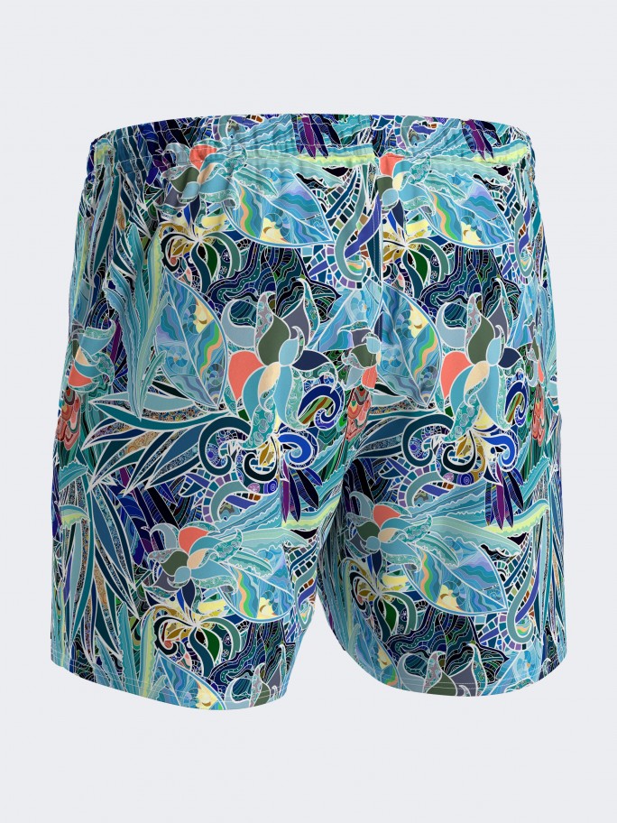 Badeshorts mit tropischem Print