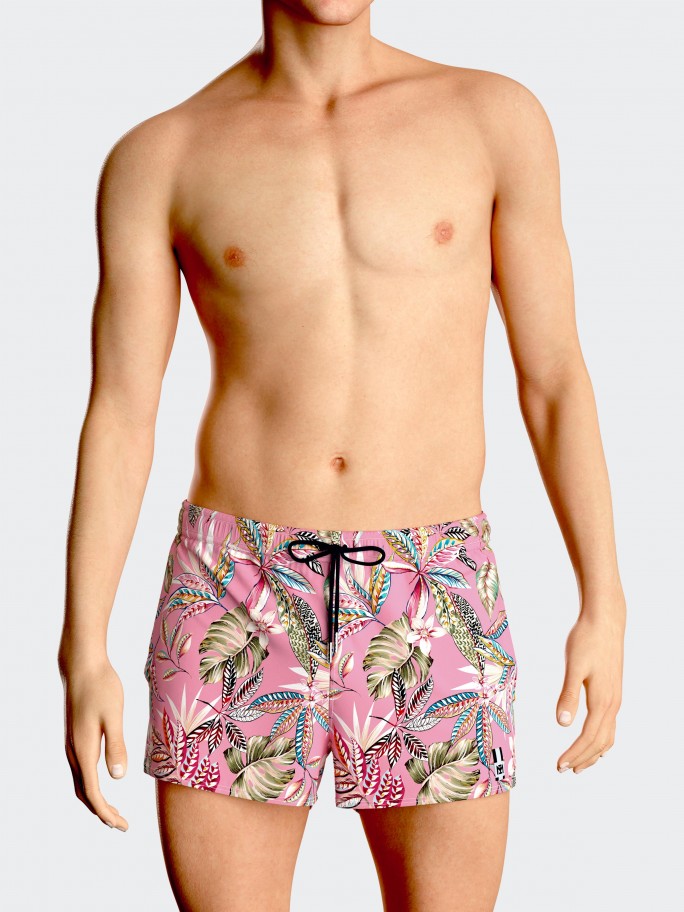 Short de bain court imprim exotique