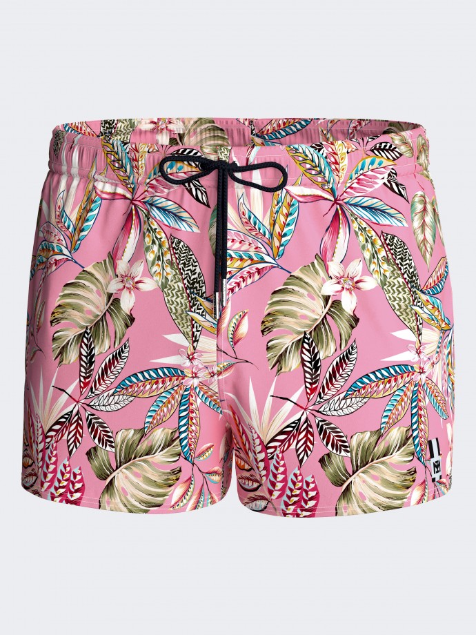 Short de bain court imprim exotique