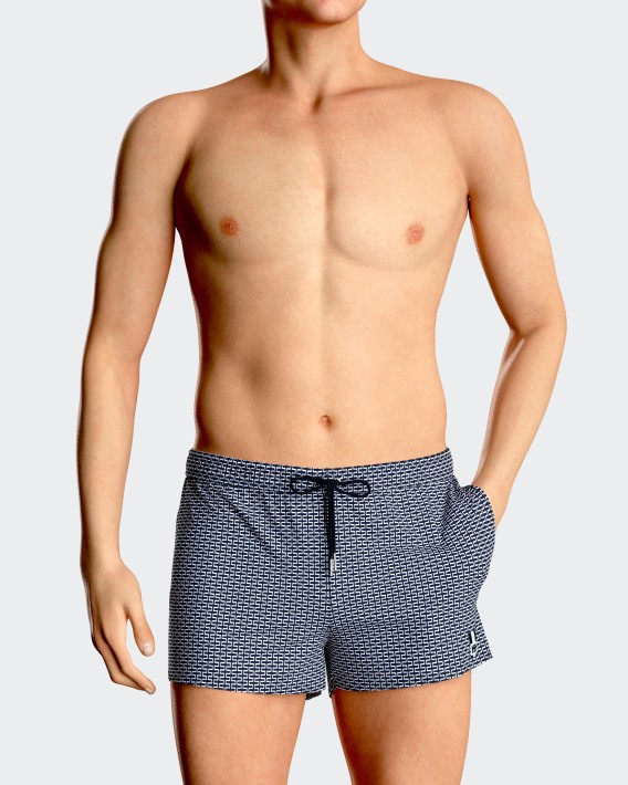 Short-length Swim Shorts geometric print