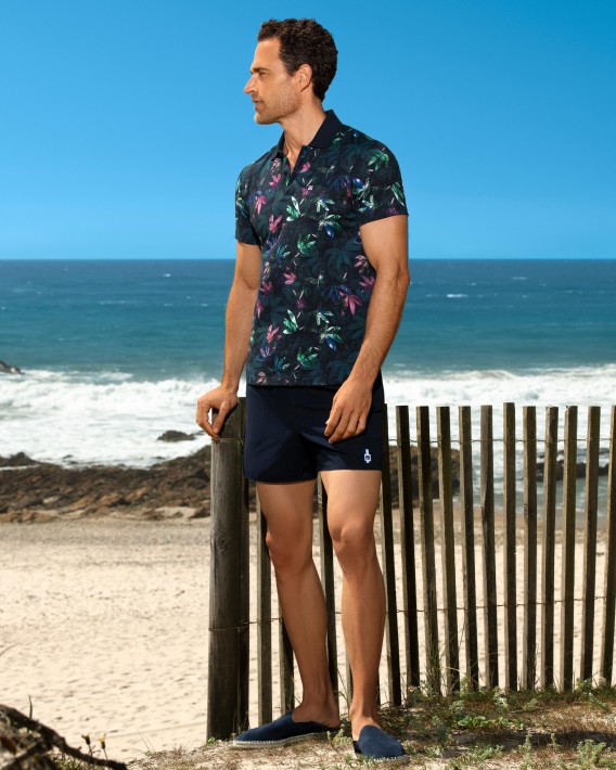 Polo imprim tropicale en Coton