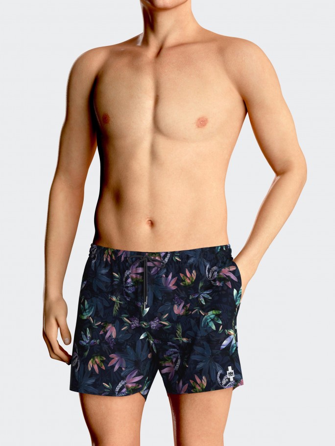 Badeshorts mit tropischem Print