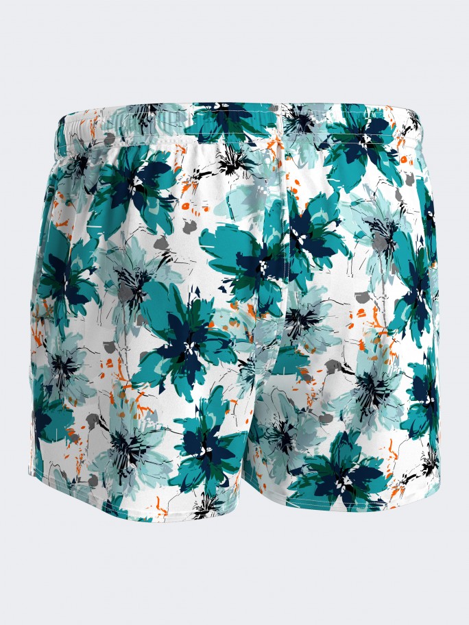 Kurze Badeshorts mit Blumendruck