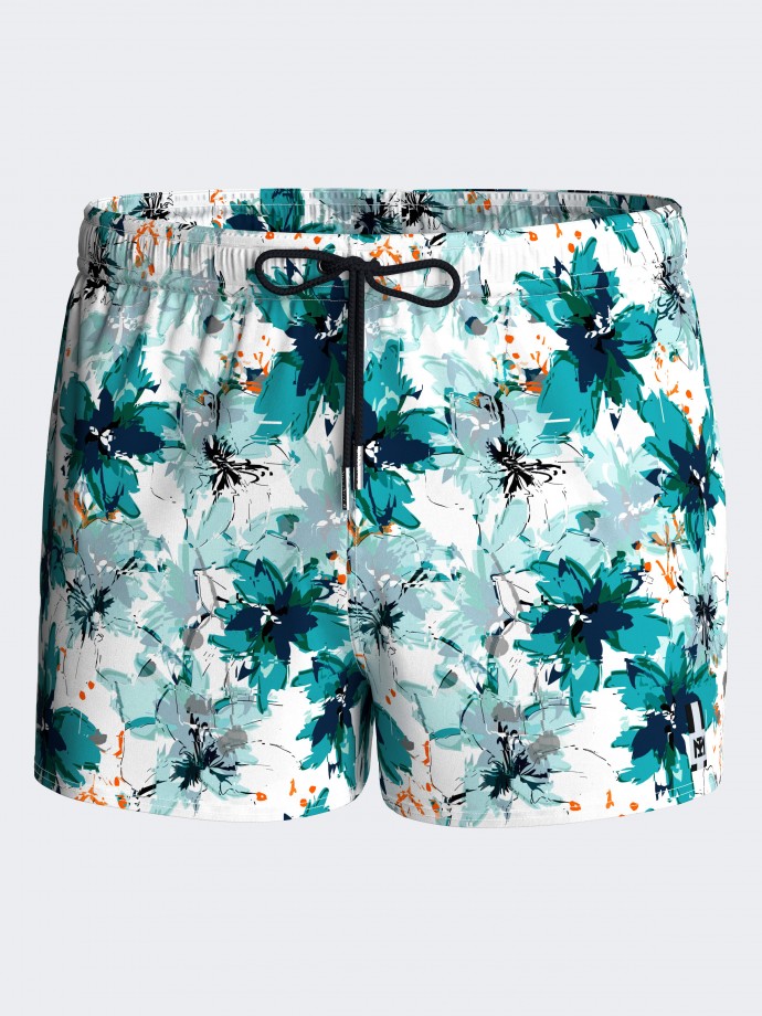 Kurze Badeshorts mit Blumendruck