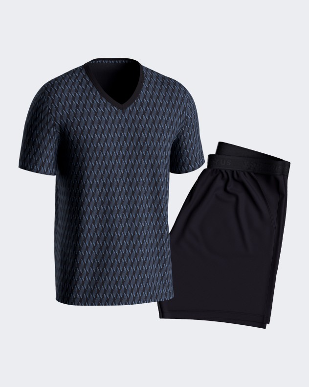 Kurzer Schlafanzug fr Mnner aus Lyocell