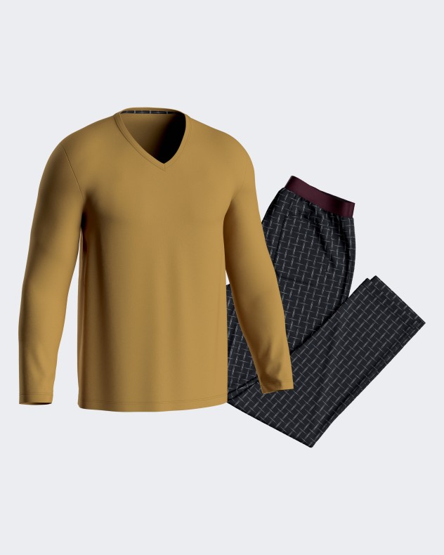 Pijama comprido de homem em Algodão