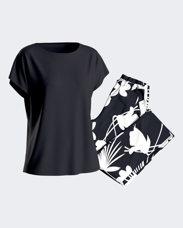 Woman's Pyjamas with floral print in Lyocell