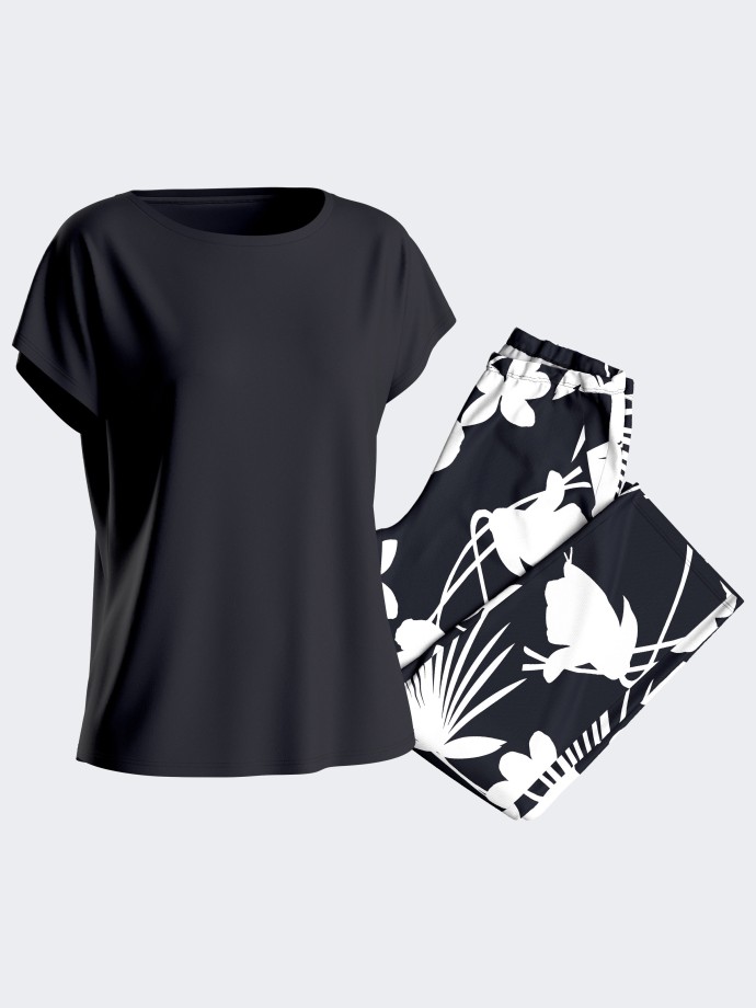 Damen-Pyjama mit Blumenprint aus Lyocell
