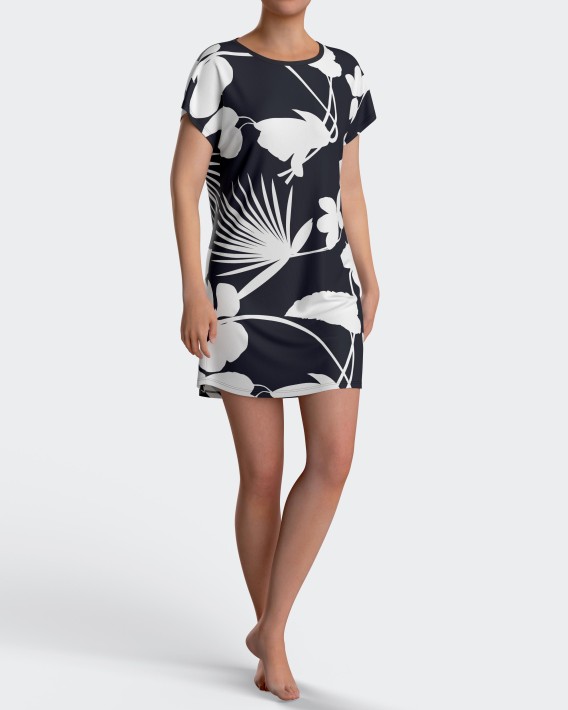 Camisa de dormir com estampado floral em Lyocell
