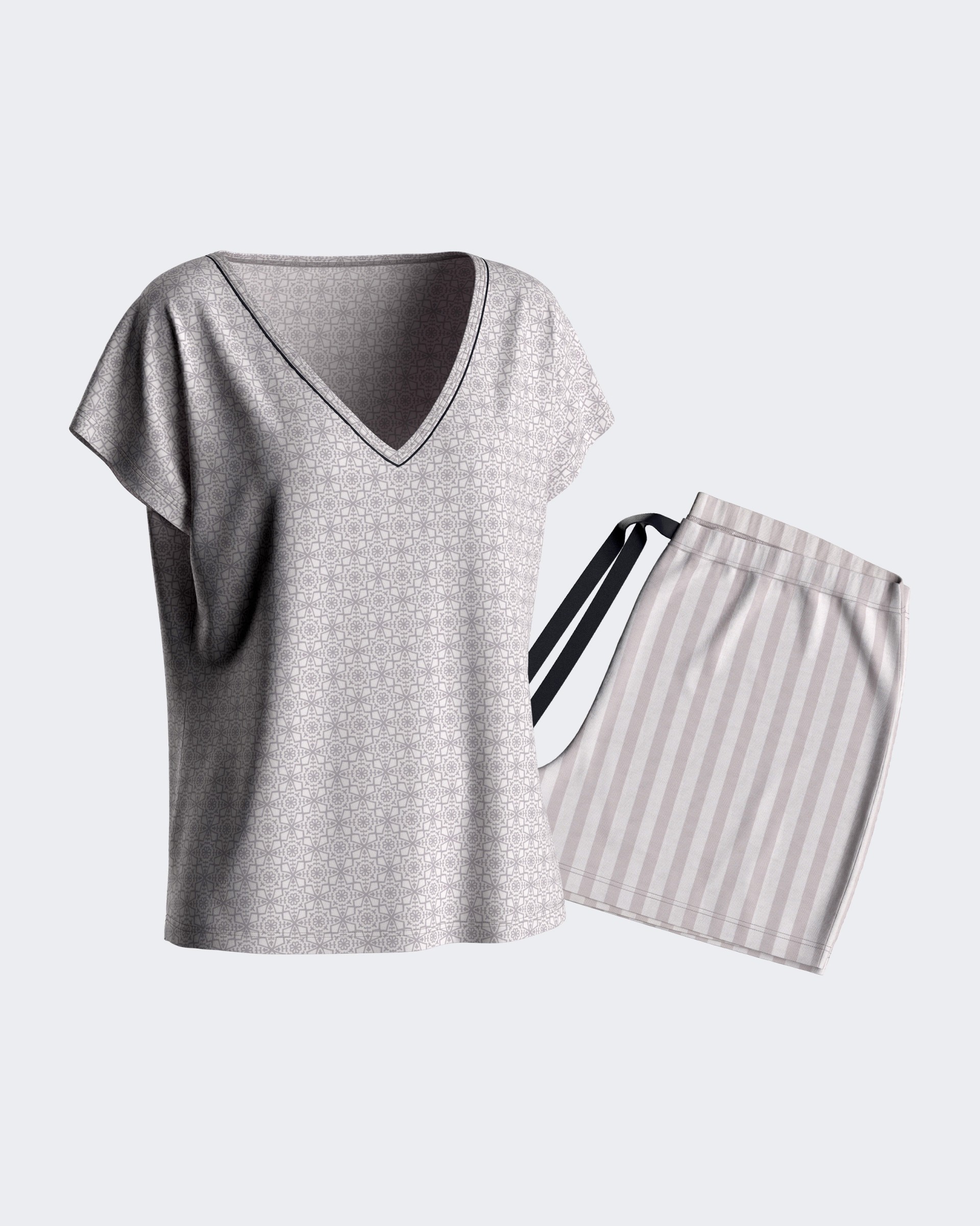 Short Woman's Pyjamas with buttons in Cotton Modal