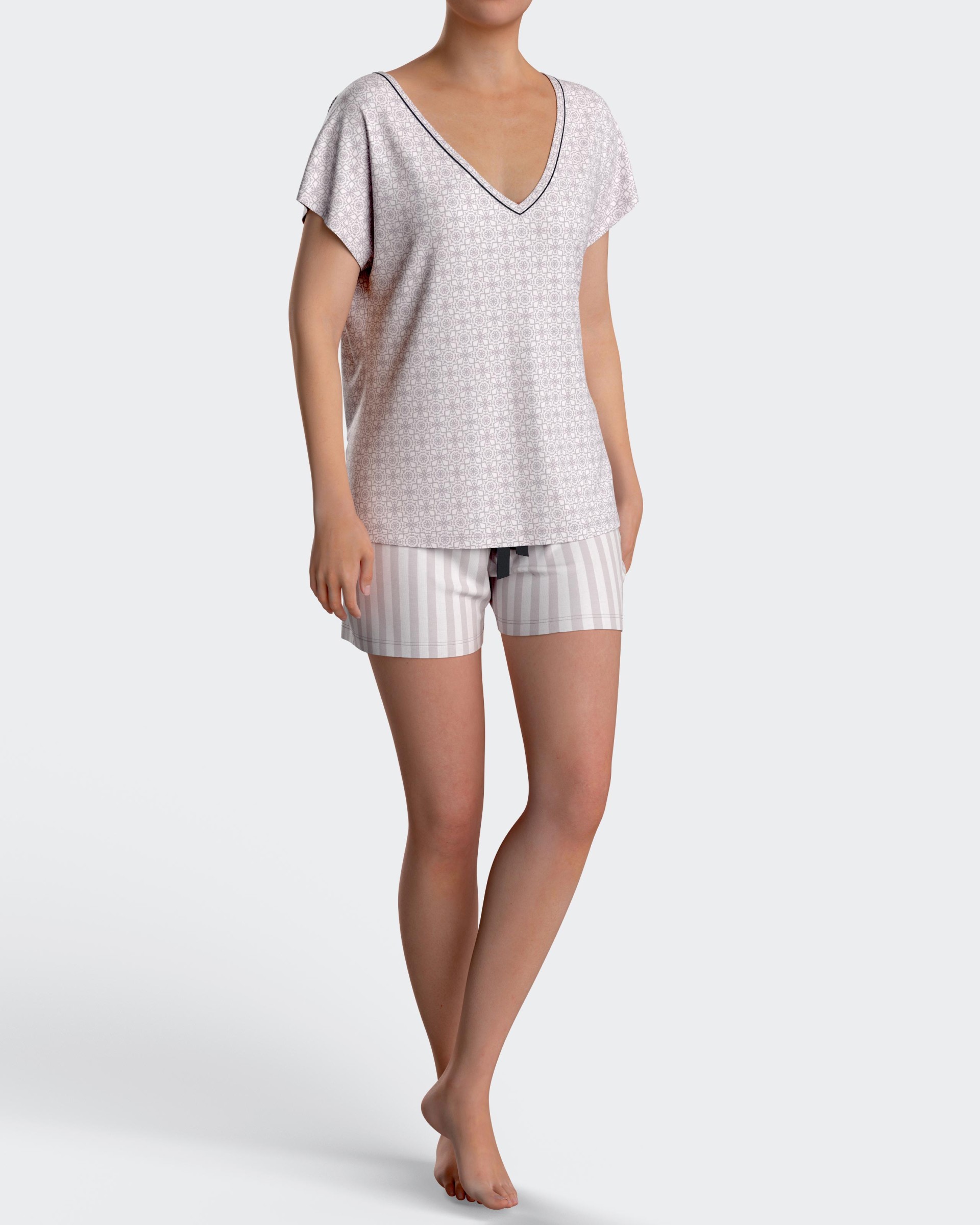 Short Woman's Pyjamas with buttons in Cotton Modal