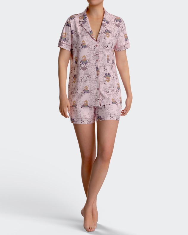 Short Woman's Pyjamas with buttons in Cotton Modal