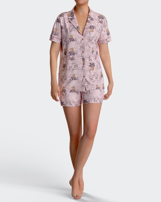 Short Woman's Pyjamas with buttons in Cotton Modal