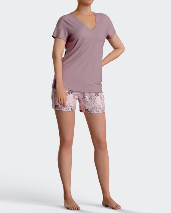 Pijama curto de mulher estampado em Algodo Modal