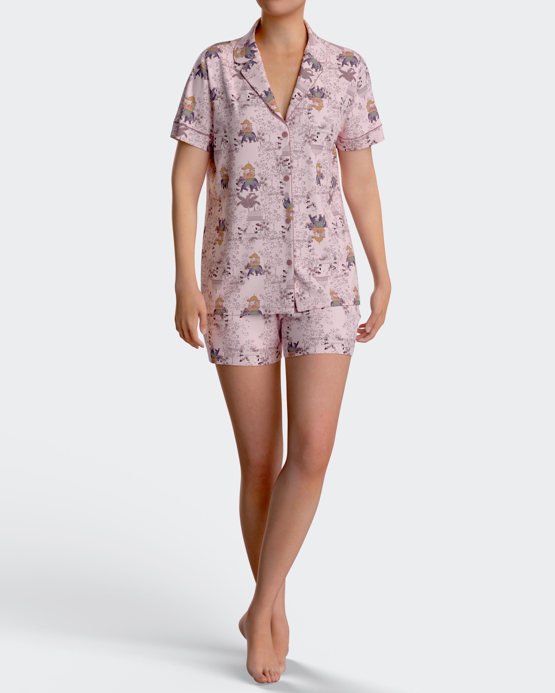 Short Woman's Pyjamas with buttons in Cotton Modal