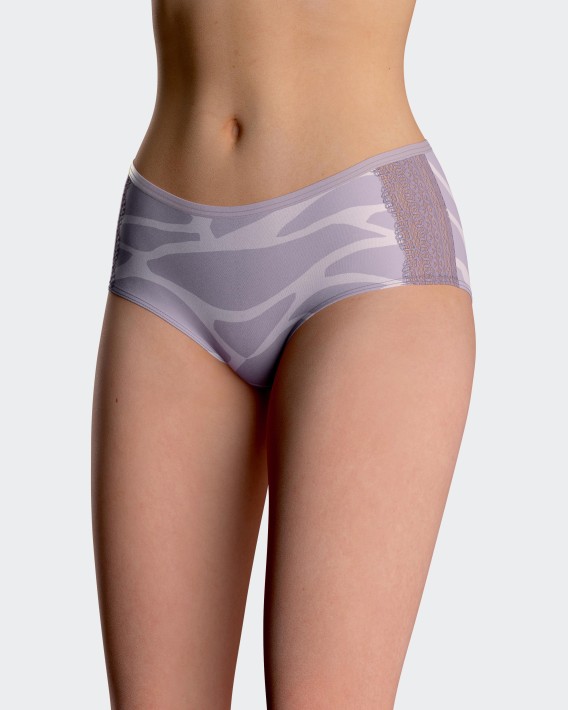 Cueca Hipster com estampado extico e renda