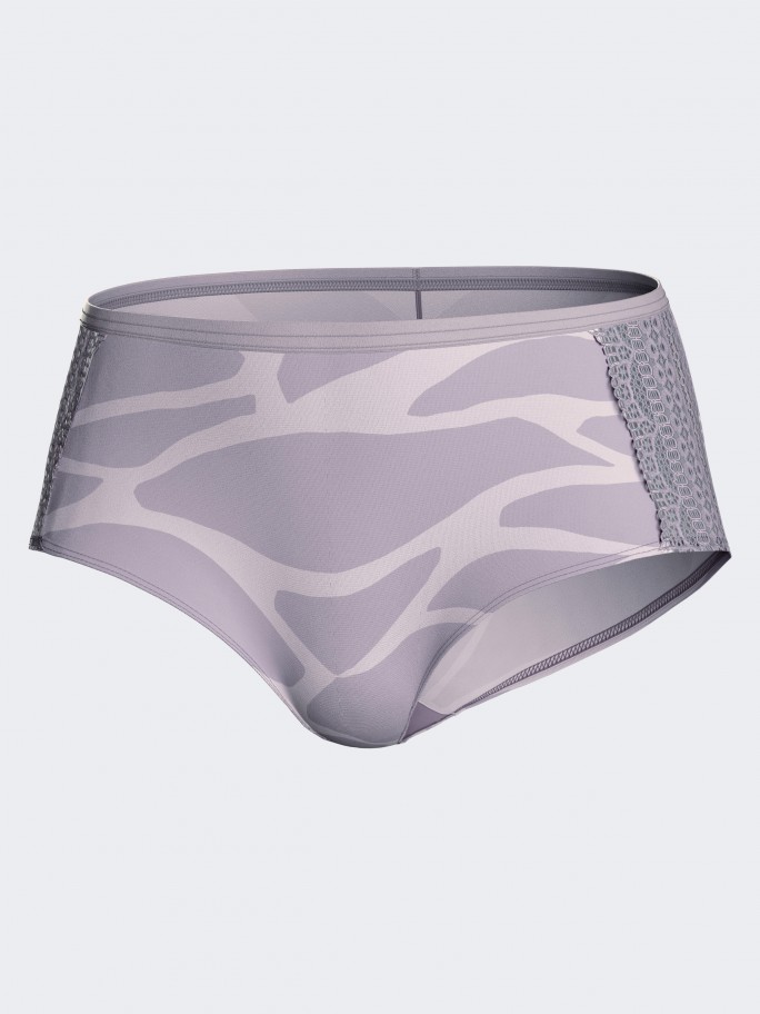 Cueca Hipster com estampado extico e renda