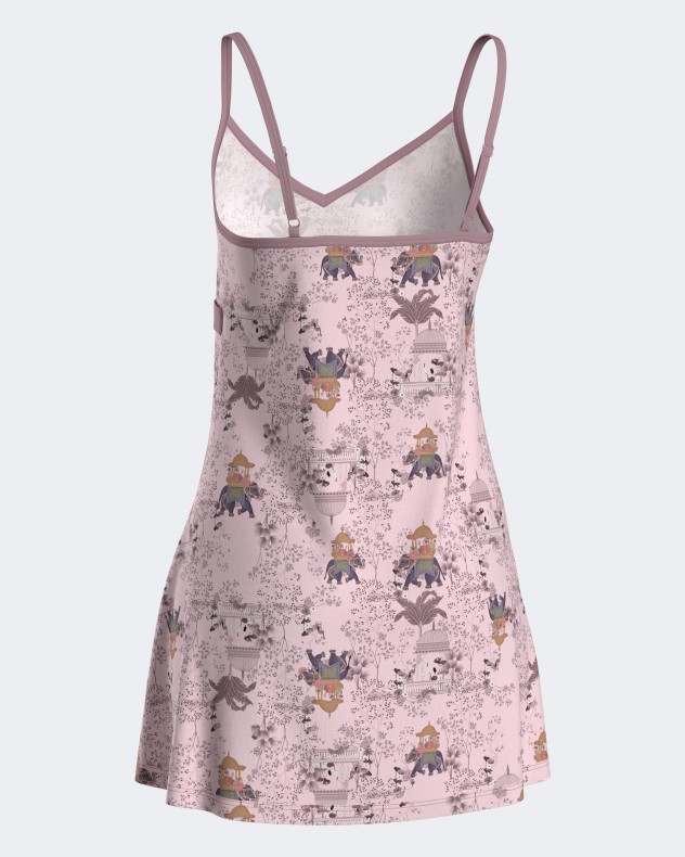 Short nightgown with straps with exotic print