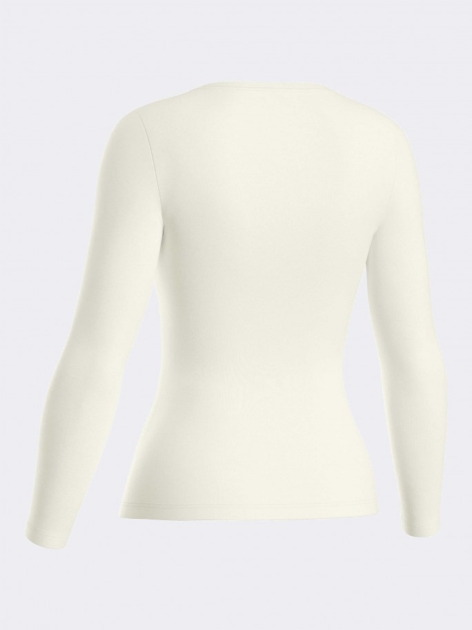 T-shirt long sleeves of woman in Wool Lyocell