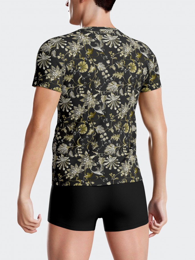T-shirt estampado floral em Lyocell